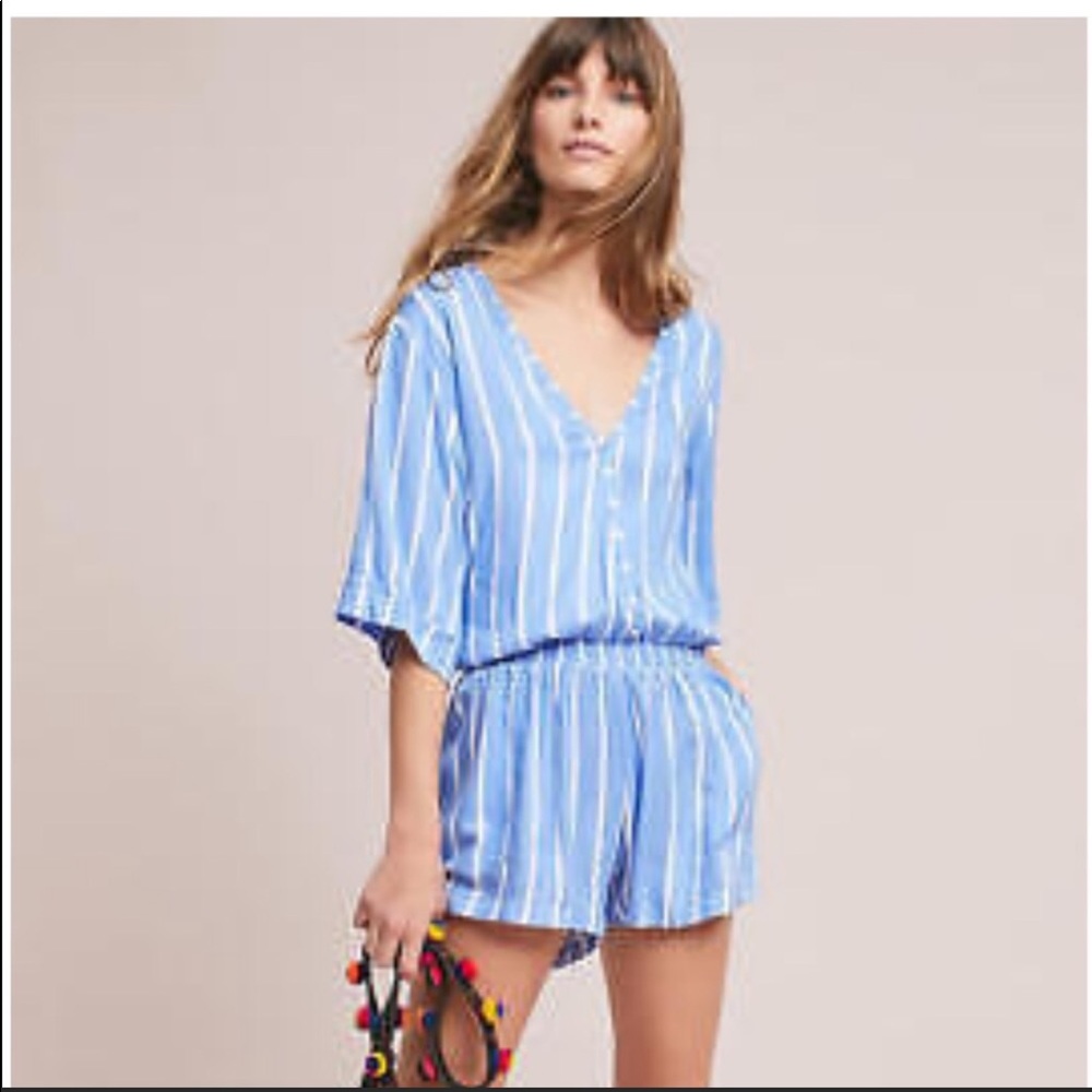 Anthropologie BeachGold Ancona Blue and White Romp